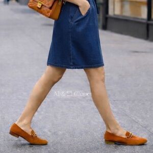 Women’s Parrotto Orange Suede Horsebit Loafers Italian Made EU 39 New In Box